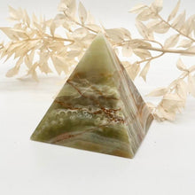 Load image into Gallery viewer, Green Onyx Crystal Pyramid Gift for Her Crystal Carving
