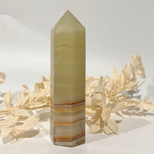 Load image into Gallery viewer, Green Banded Green Onyx Crystal Tower Point Generator
