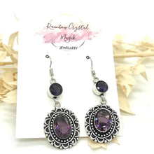 Load image into Gallery viewer, Modern Design Amethyst Gemstone 925 Sterling Silver Jewellery  Drop Earrings Gift for Her
