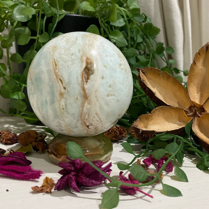 Caribbean Blue Calcite Crystal Sphere ball