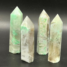 Load image into Gallery viewer, Garnierite Green Moonstone Crystal Tower Point Generator
