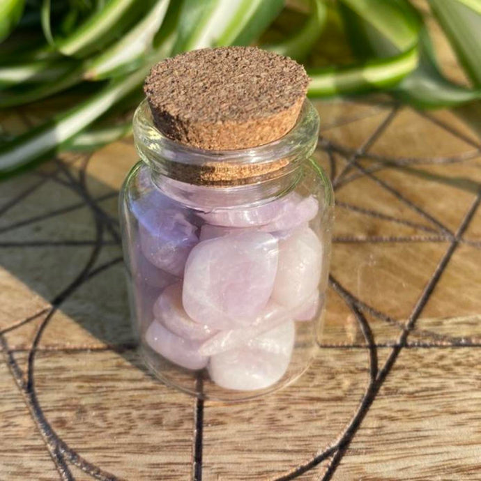 Kunzite  Crystals Crystal Chips Magic Gift - One Jar