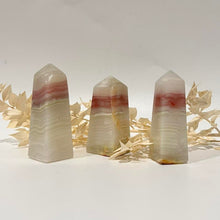 Load image into Gallery viewer, Pink Banded Onyx Crystal Tower Point  Obelisk Gift
