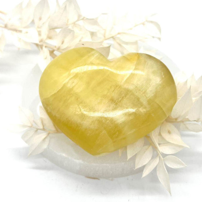 Lemon Calcite Heart Crystal Gift for Her