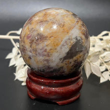 Load image into Gallery viewer, Pegmatite Crystal Sphere ~ Smokey Quartz, Lepidolite, Lithium, Pink Tourmaline Crystal Ball
