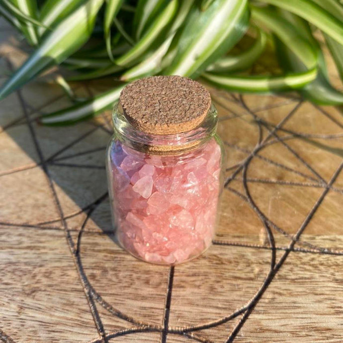 Rose Quartz   Crystals Crystal Chips Magic Gift - One Jar