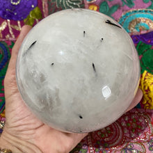 Load image into Gallery viewer, Black Tourmaline in Quartz Crystal Sphere Crystal Ball Gift
