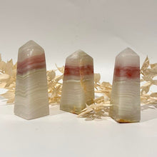 Load image into Gallery viewer, Pink Banded Onyx Crystal Tower Point  Obelisk Gift
