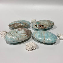 Load image into Gallery viewer, Blue Aragonite Palm Stone Blue Crystal Palm Stone
