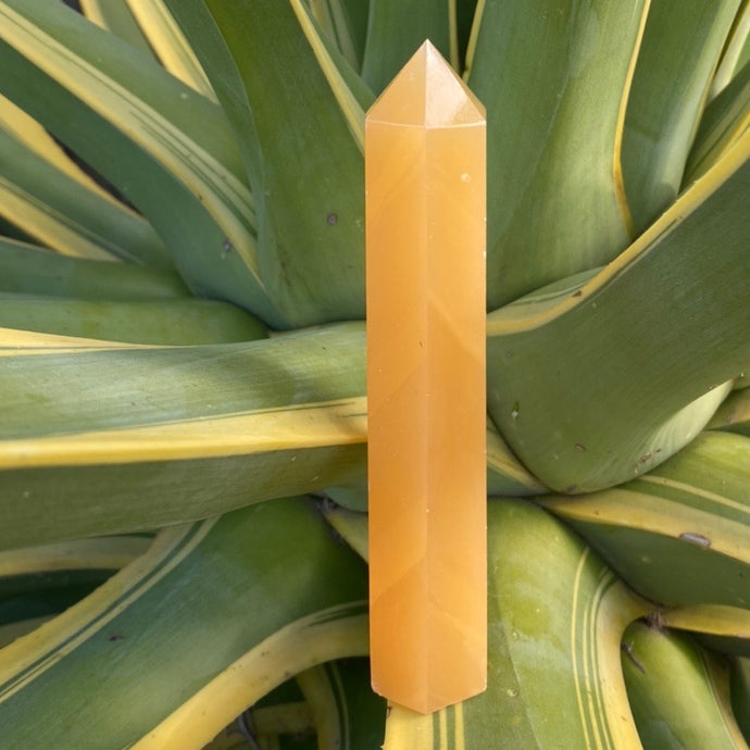 Orange Calcite Crystal Tower Point Generator Gift for Her