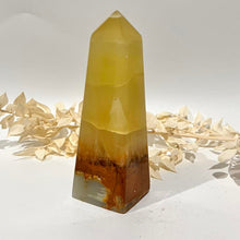 Load image into Gallery viewer, Lemon Calcite Crystal Tower Point Generator Obelisk
