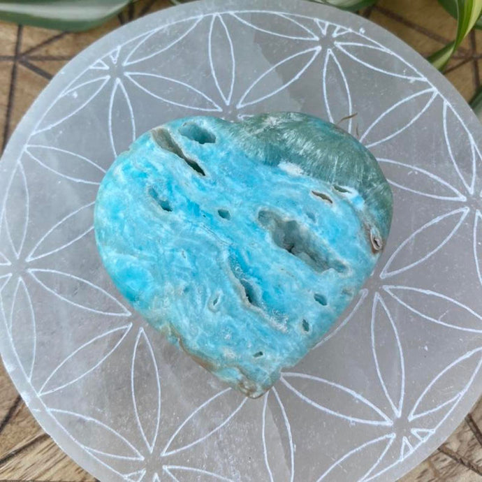 Aragonite Crystal Heart Gift for Her Blue Crystal