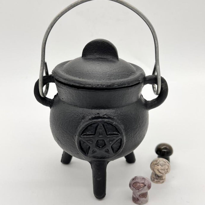 Cast Iron Cauldron with Pentagon design Incense  Burner