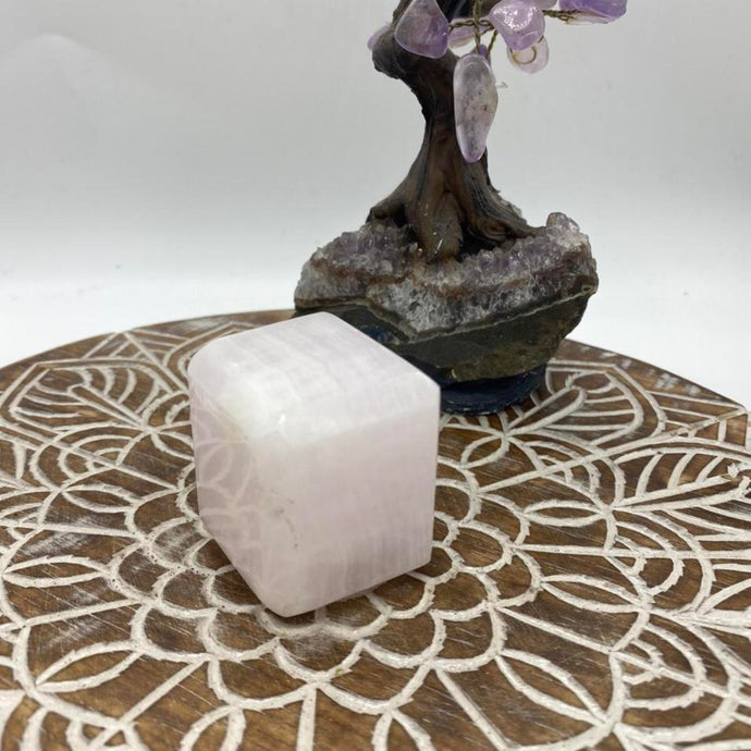 Mangano Calcite Cube Crystal Carving