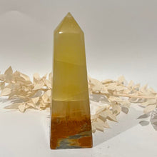 Load image into Gallery viewer, Lemon Calcite Crystal Tower Point Generator Obelisk
