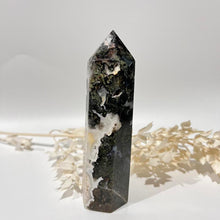 Load image into Gallery viewer, Moss Agate Crystal Tower Point Generator
