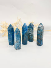 Load image into Gallery viewer, Apatite Crystal Tower Point Generator Blue Crystal
