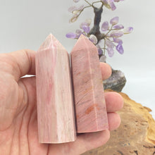 Load image into Gallery viewer, Pink Petrified Wood Crystal Tower Point Generator

