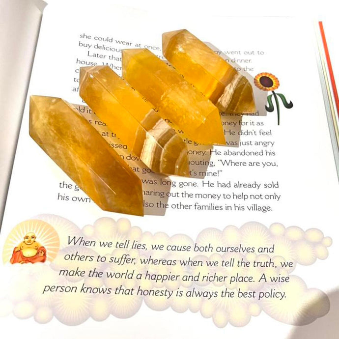 Yellow Fluorite Crystal Double Terminated Point Generator