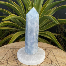 Load image into Gallery viewer, Blue Calcite Crystal Tower Point Generator
