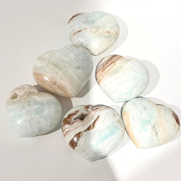 Caribbean Calcite Heart Crystal Gift for Her Blue CrystalHeart