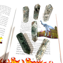 Load image into Gallery viewer, Moss Agate Crystal Tower Point Generator Gift Green Crystal

