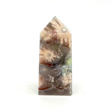 Load image into Gallery viewer, Green  Flower Agate Crystal Tower Point Generator
