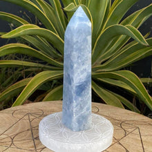 Load image into Gallery viewer, Blue Calcite Crystal Tower Point Generator
