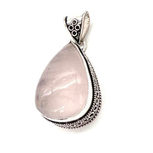 Load image into Gallery viewer, Vintage Look Rose Quartz  Gemstone 925 Sterling Silver Jewellery Pendant Gift for Her
