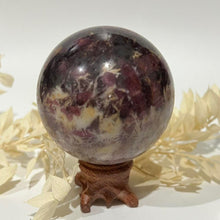 Load image into Gallery viewer, Pegmatite Crystal Sphere ~ Smokey Quartz, Lepidolite, Lithium, Pink Tourmaline Crystal Ball
