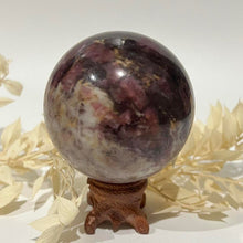 Load image into Gallery viewer, Pegmatite Crystal Sphere ~ Smokey Quartz, Lepidolite, Lithium, Pink Tourmaline Crystal Ball
