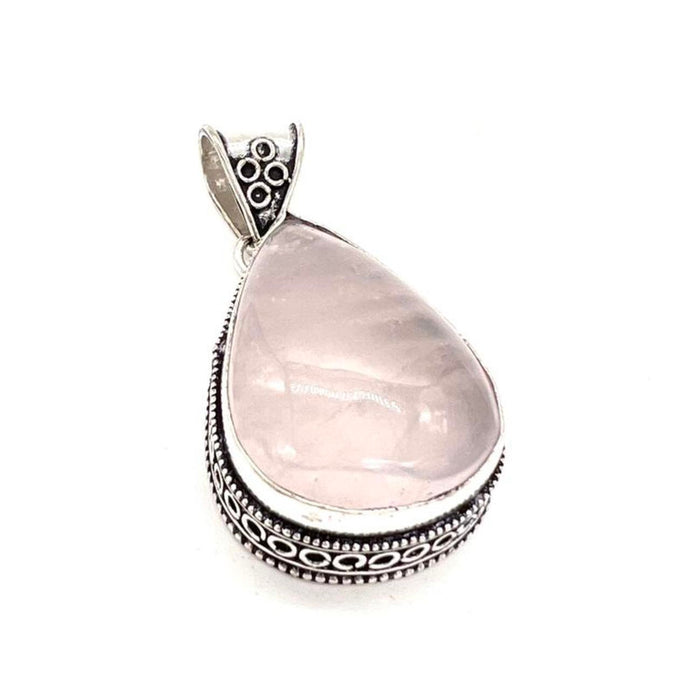 Vintage Look Rose Quartz  Gemstone 925 Sterling Silver Jewellery Pendant Gift for Her