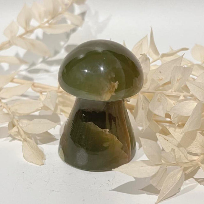 Green Onyx Mushroom Crystal Carving