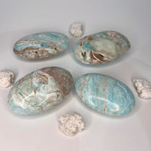 Load image into Gallery viewer, Blue Aragonite Palm Stone Blue Crystal Palm Stone
