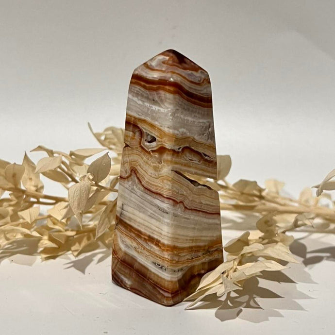 Brown Aragonite Crystal Tower Point Generator Obelisk