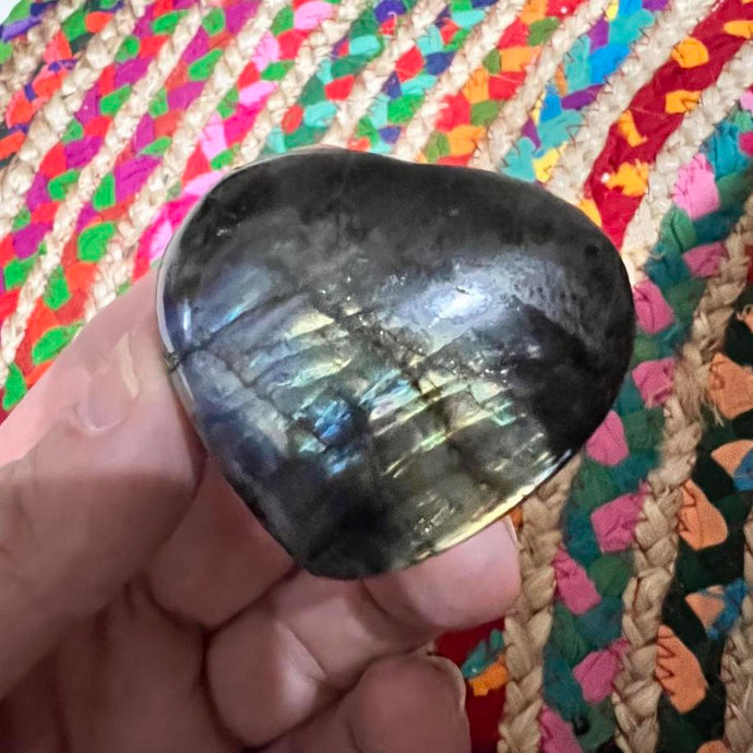 Labradorite Crystal Heart with Great Flash Labradorite Crystal Heart