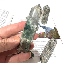 Load image into Gallery viewer, Moss Agate Crystal Tower Point Generator Gift Green Crystal
