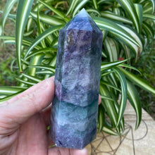 Load image into Gallery viewer, Purple Blue Fluorite Crystal Tower Point Generator
