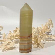 Load image into Gallery viewer, Green Banded Green Onyx Crystal Tower Point Generator

