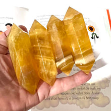 Load image into Gallery viewer, Yellow Fluorite Crystal Double Terminated Point Generator
