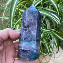Load image into Gallery viewer, Purple Blue Fluorite Crystal Tower Point Generator
