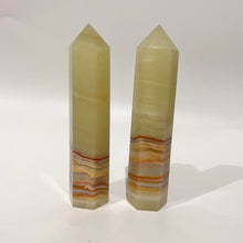 Load image into Gallery viewer, Green Banded Green Onyx Crystal Tower Point Generator
