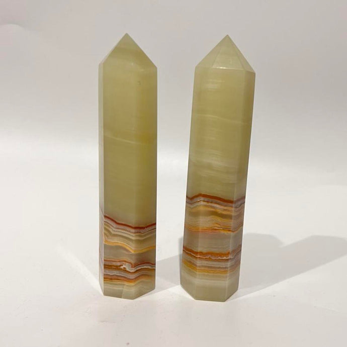 Green Banded Green Onyx Crystal Tower Point Generator