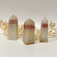 Load image into Gallery viewer, Pink Banded Onyx Crystal Tower Point  Obelisk Gift
