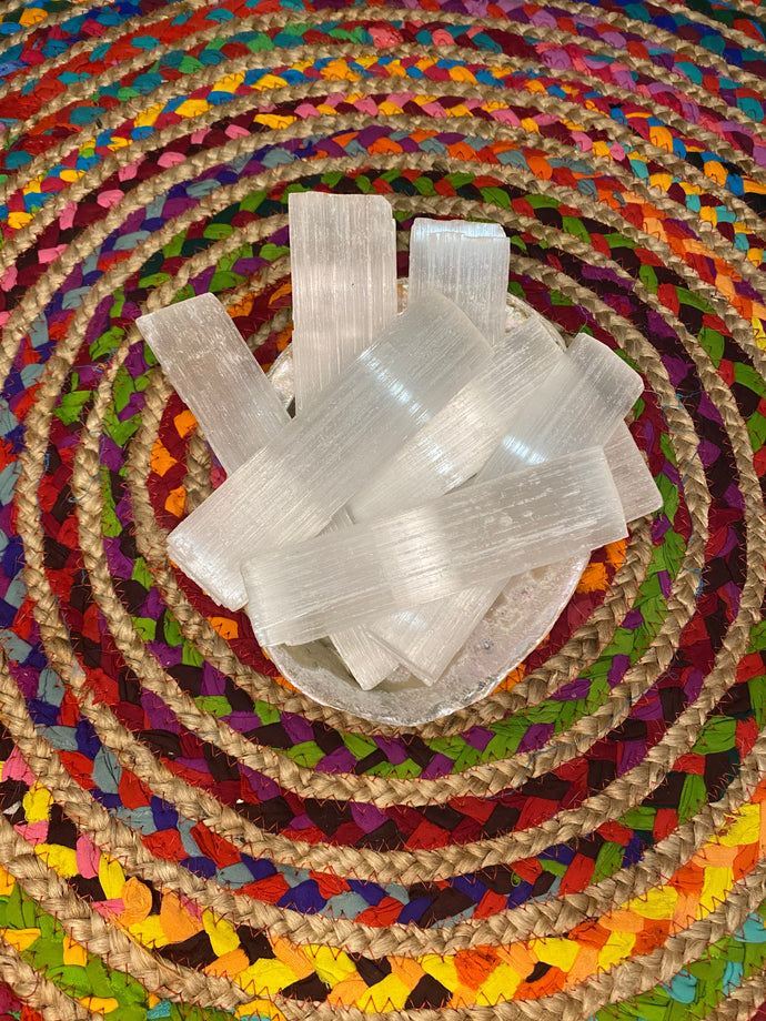 Selenite Crystal slice charging plate satin feldspar raw crystal