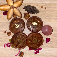 Load image into Gallery viewer, ROUND SHEESHAM WOODEN INCENSE HOLDER
